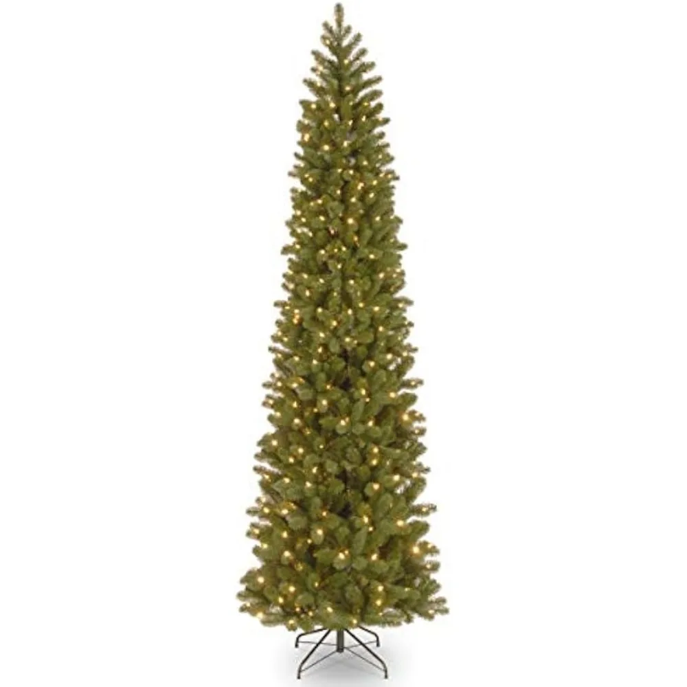 

Artificial Slim Downswept Christmas Tree, Dual Color LED Lights, Includes PowerConnect and Stand, 9 Feet, Christmas Decor