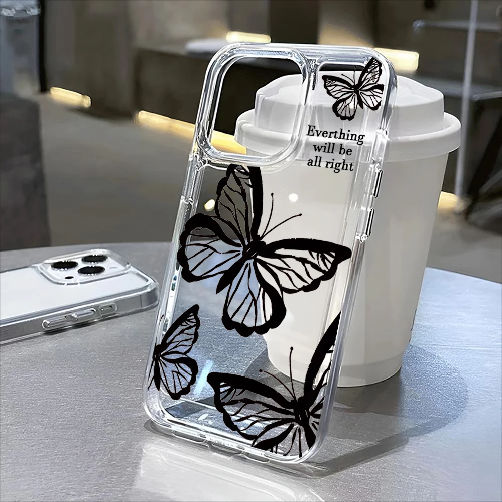 

butterfly transparent phone case suitable for iPhone 11 12 13 14 15 16 Pro Max 16Plus 16Pro protective cover