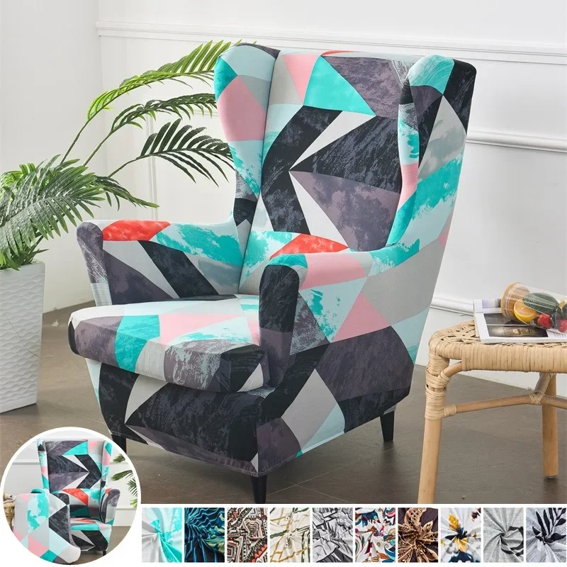 

Bohemia Style Wing Chair Cover Stretch Spandex Armchair Covers Nordic Removable Relax Sofa Slipcovers with Seat Cushion Covers