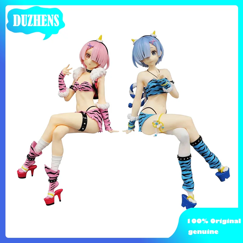 

100% Original:Anime Re:Zero REM RAM Sitting posture 16cm PVC Action Figure Anime Figure Model Toys Figure Collection Doll Gift