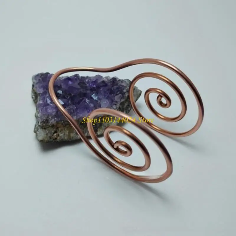 N5KE Flexible Copper Helical Hand Ring Natural Energy Amplifier Adjustable Sizes Metal Texture for Daily Energy Grounding