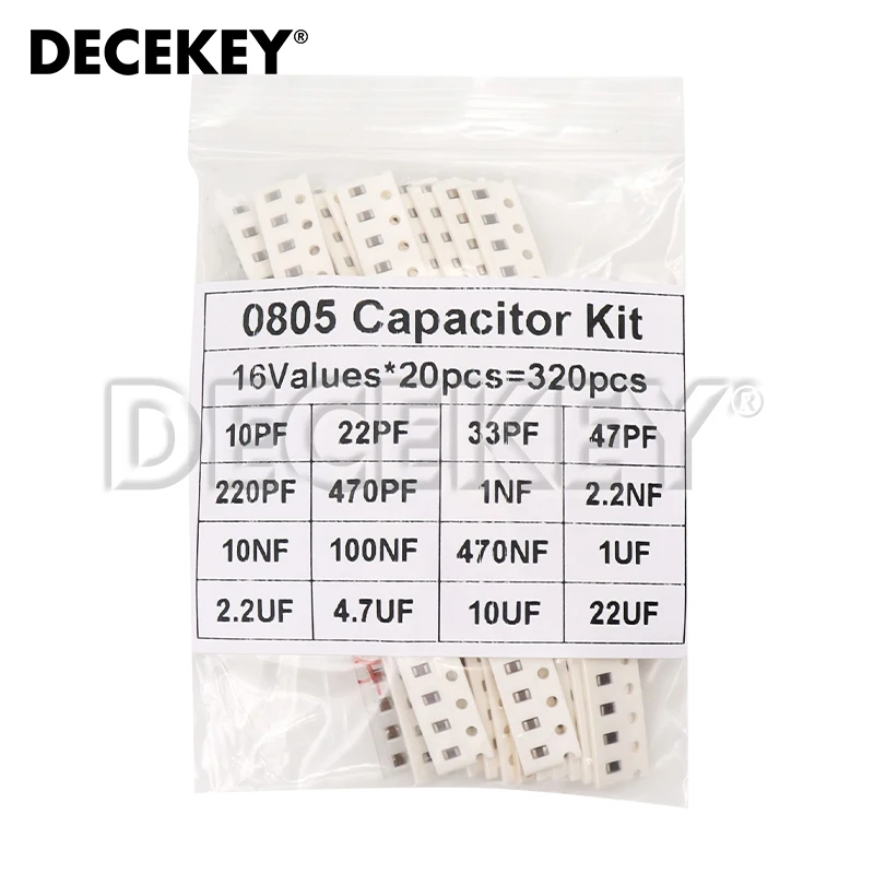 

320PCS 720PCS 0603 0805 1206 SMD Capacitor Assorted Kit 16/36/50Values 1PF - 10UF Capacitance Set 100NF 0.1UF 1UF 2.2UF 4.7UF