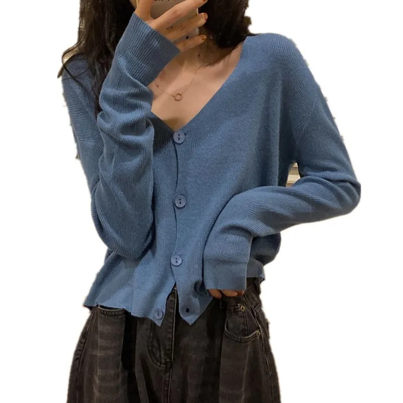 Cárdigan Hoado de Manga Larga, Estilo Versátil, Csa Abierta, Estilo Urbano, Cuello en V, Manga Regular, Largo, Otoño Inv...