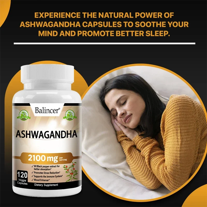 Organic Ashwagandha Capsules - Natural Anxiety Relief, Improves Mood, Helps with Immunity and Thyroid Function, Anti-anxiety