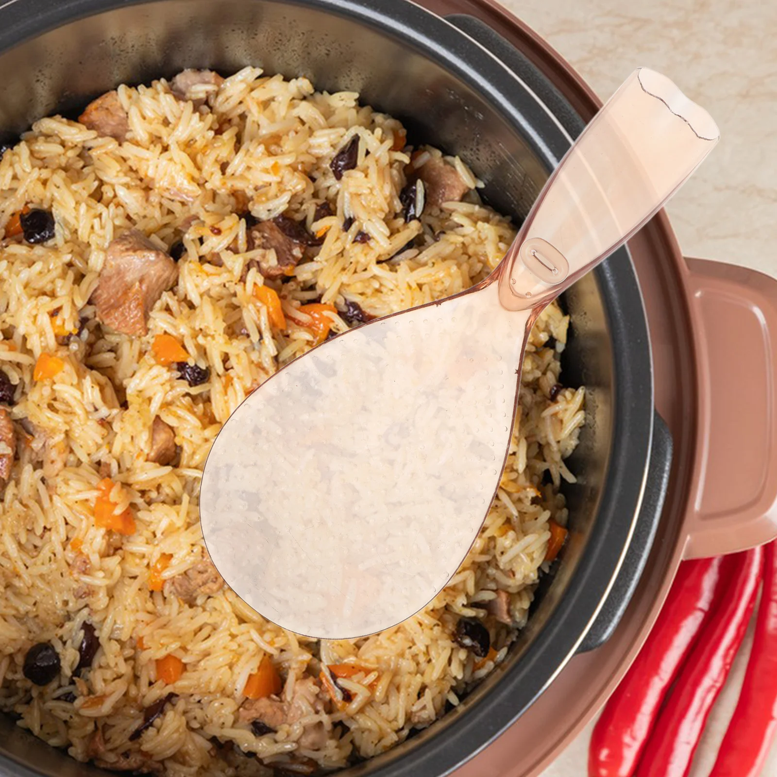 

Self-Standing Rice Paddle Nonstick Spoon Rice Cooker Heat Resistant Ergonomic Serving Spoon Home Kitchen Standing Ladle