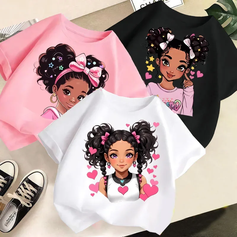 Neue Kinder Nettes Mädchen Cartoon Gedruckt T-shirt Mädchen Kurzarm Neue Mode Sommer kinder Tragen Kreative Kleidung