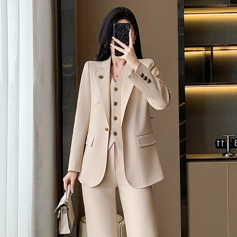 High-end Women's Suit Vest Set2025New Autumn and Winter High-end Fashion Formal Three-piece Suit Workwear