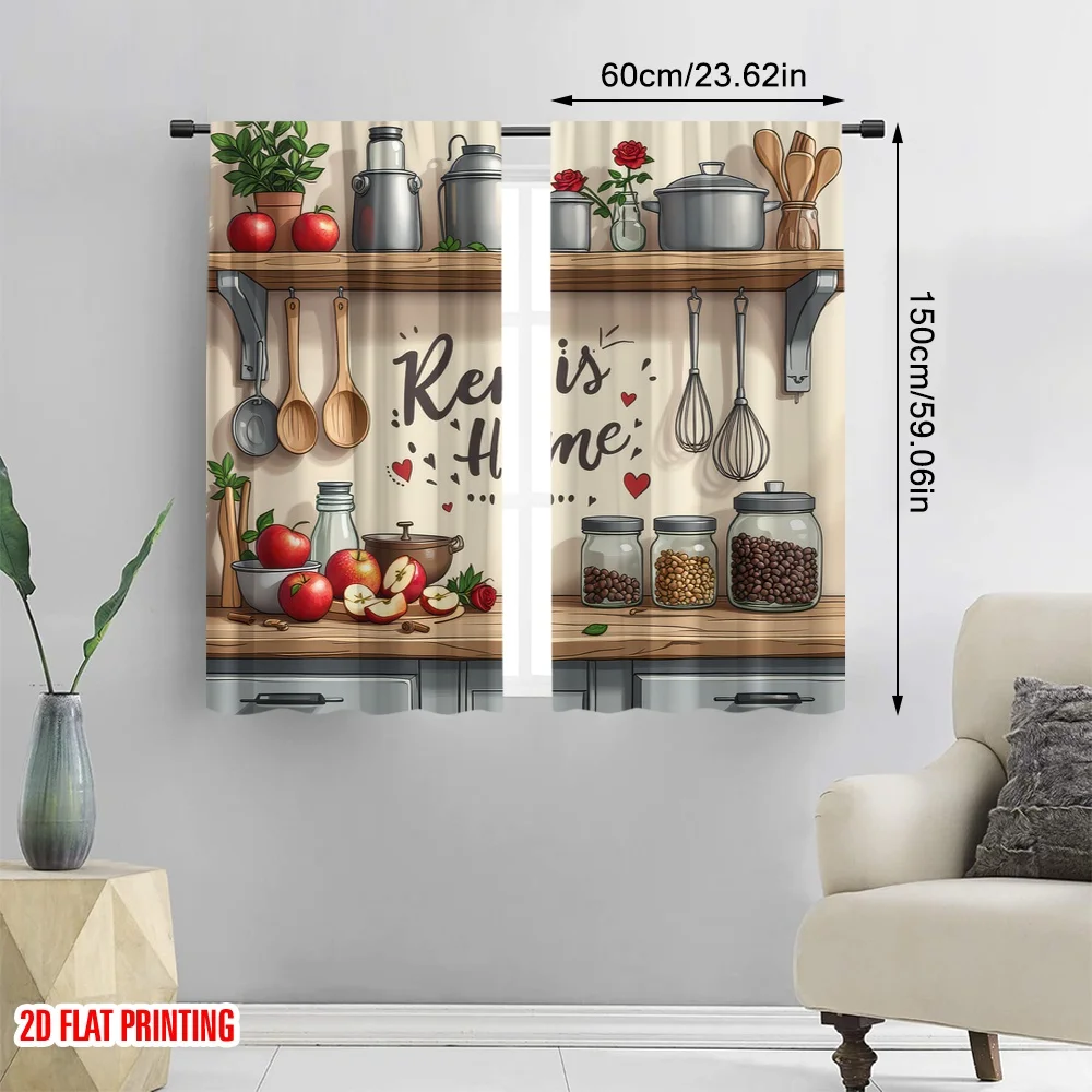 2pcs Window Drapes Whimsical Kitchen Blackout Polyester Spring Party & Holiday Decor Applies to All Occasions
