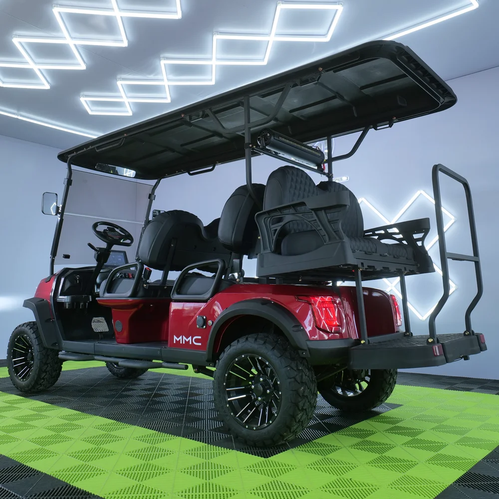 48V Lithium Battery Factory 4+2 Electric Golf Buggy Solar Panels 7500w Powered 4 6 Seater Electric Golf Cart