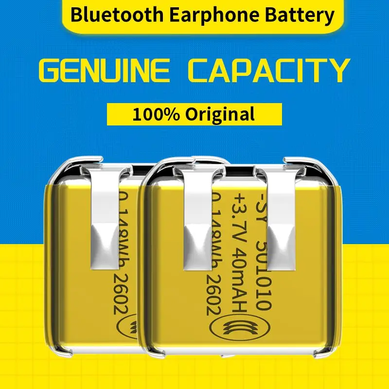 501010 40mAh 3.7V Lithium Li-Po Battery With Wires Connector For Wireless Earbuds Repair Replacement