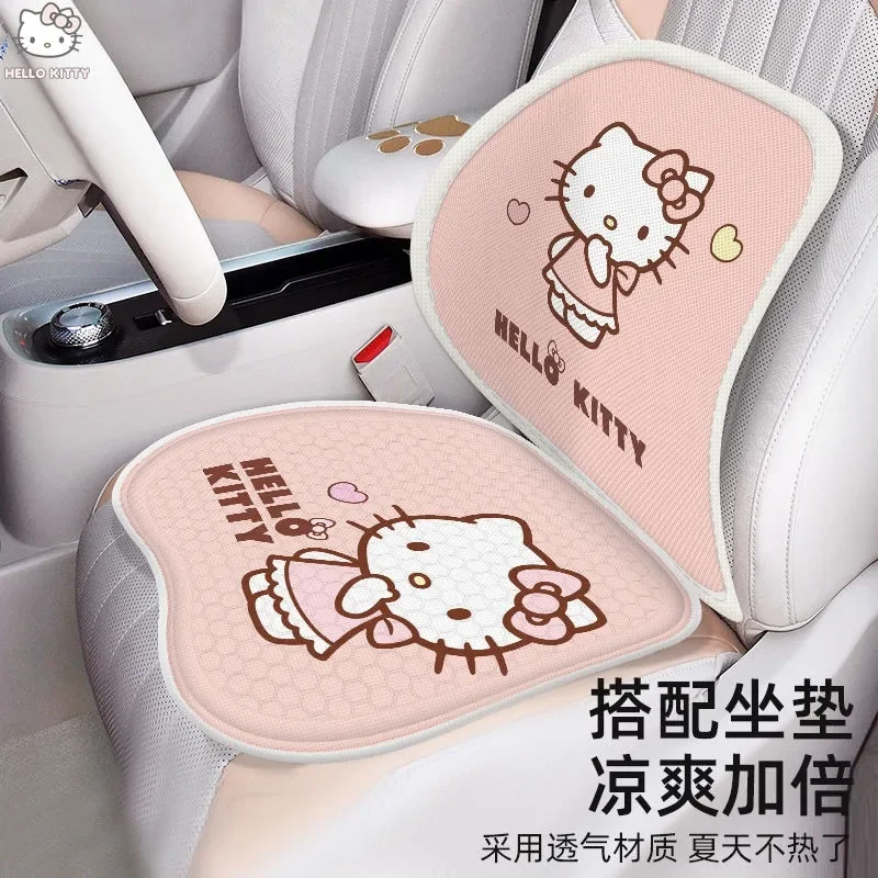 

Hello Kitty Anime Kawaii Sanrio Ins Breathable Ice Silk Seat Mat Cute My Melody Driving Lumbar Support Cushion Gifts for Girls