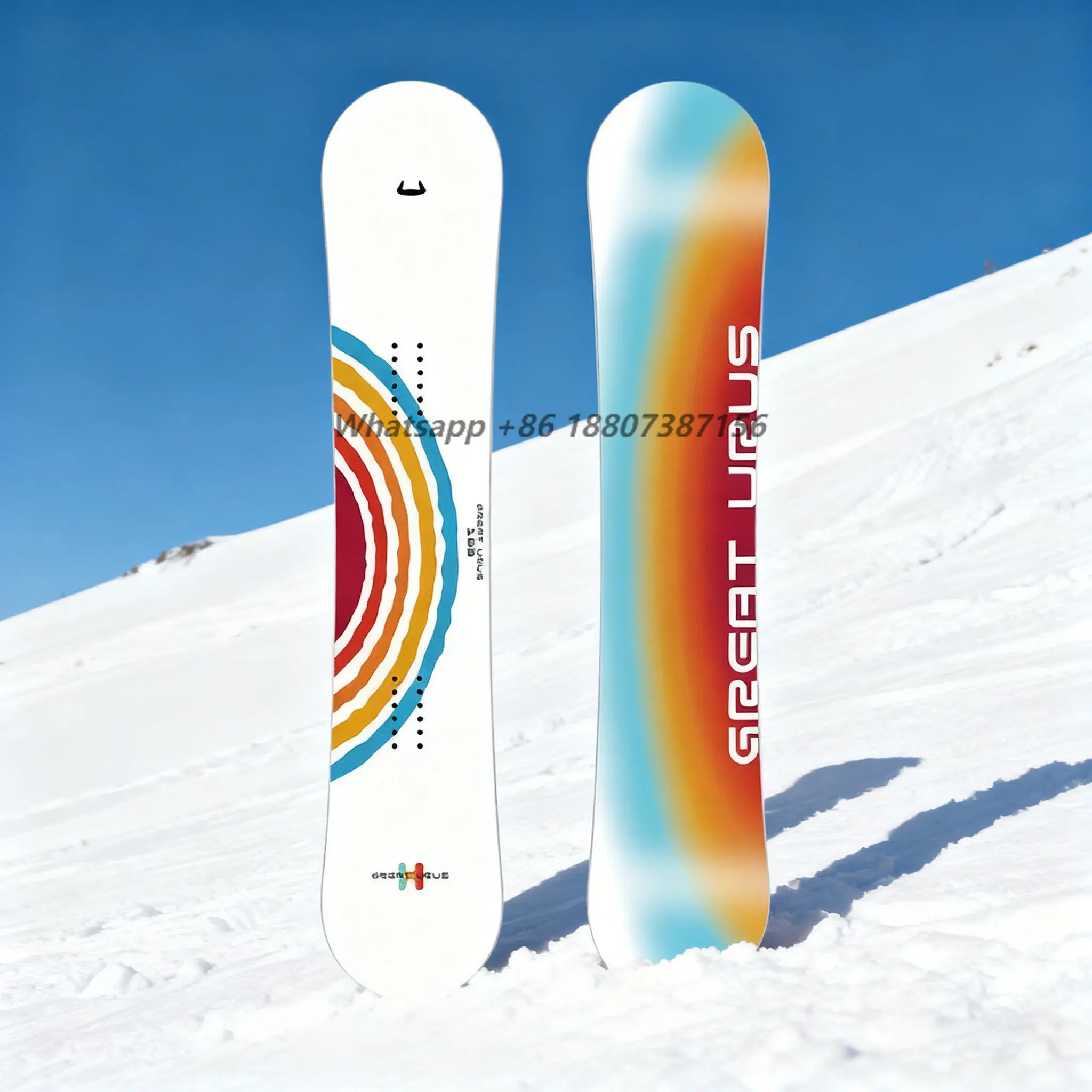 Rainbow Adult Wooden Snow Sled All-in-One Beginner's Advanced Flat Winter Snow Sled All-purpose Wooden Snow Sled Engraved Flat