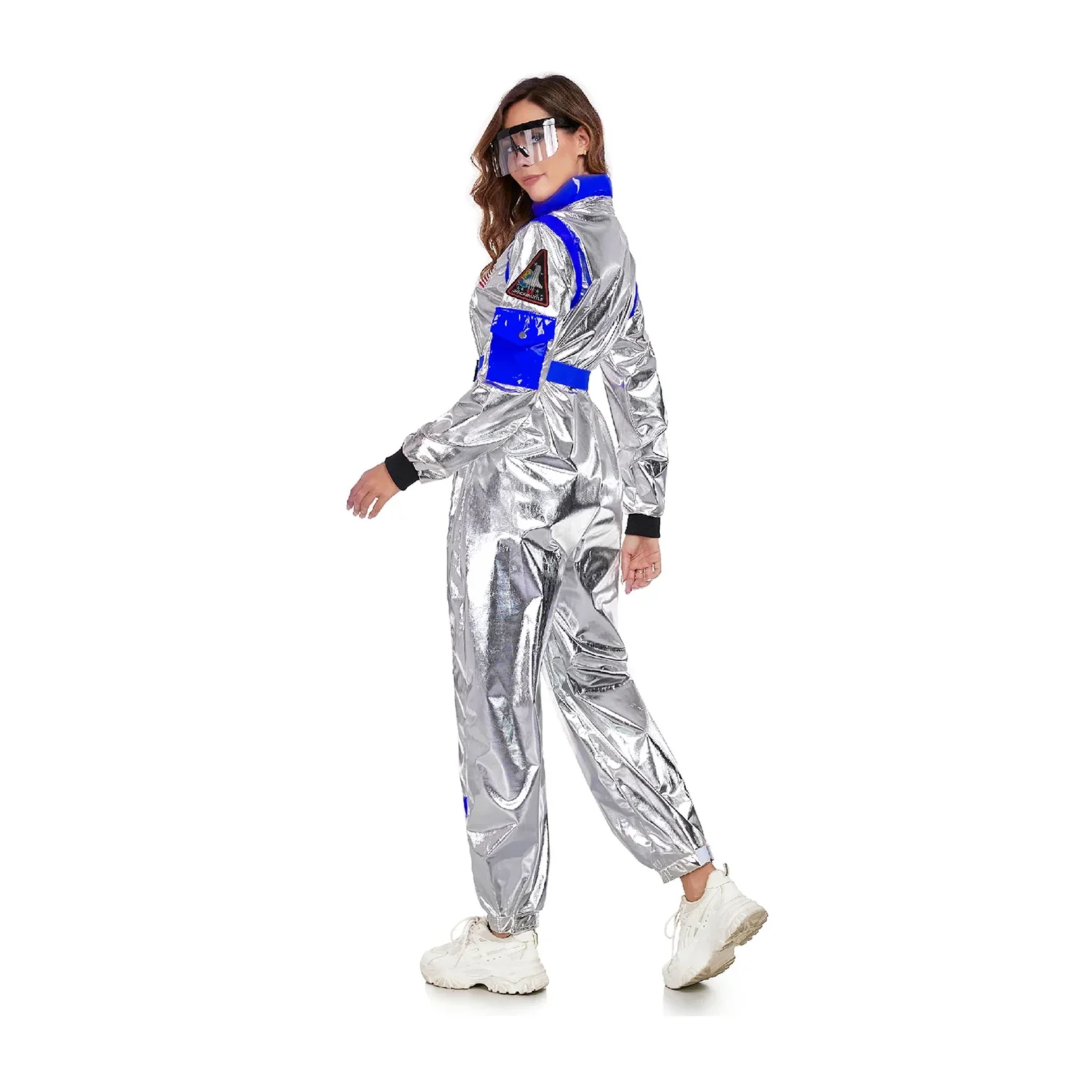 Ruimtekostuum, ruimtepak, zilveren jumpsuit, cosplaypak, Halloween carnavalsfeestkostuum - afbeelding 2