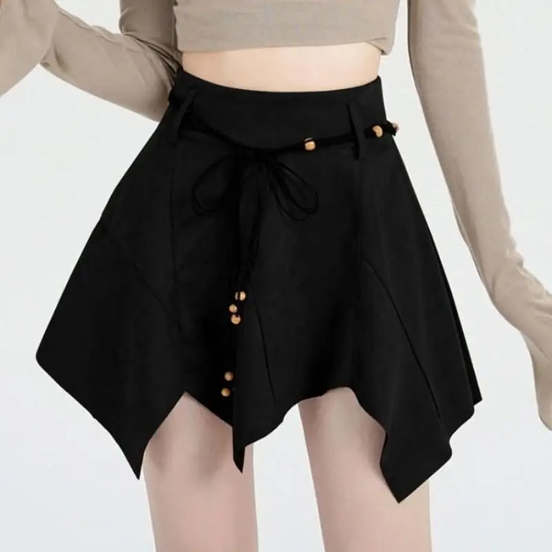 

Новая замшевая юбка нестандартной формы для женщин, весна-лето 2023, новая миниатюрная мини-юбка трапециевидной формы с высокой талией для девочек, милая мода Kawaii