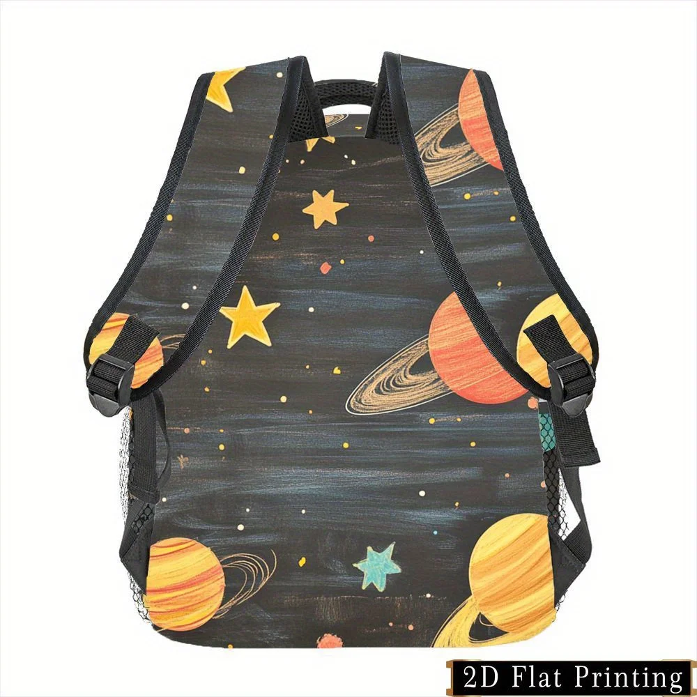 1pc Cosmic Starry Sky Print Backpack with Zipper Design Hand Wash Style Trendy Multi-Purpose Printed Pattern