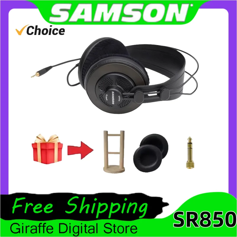 Samson Sr850 Earphone Studio Reference Monitor Custom Headphone Dynamic Headset Semi-Open For Recording Monitoring Game Playing