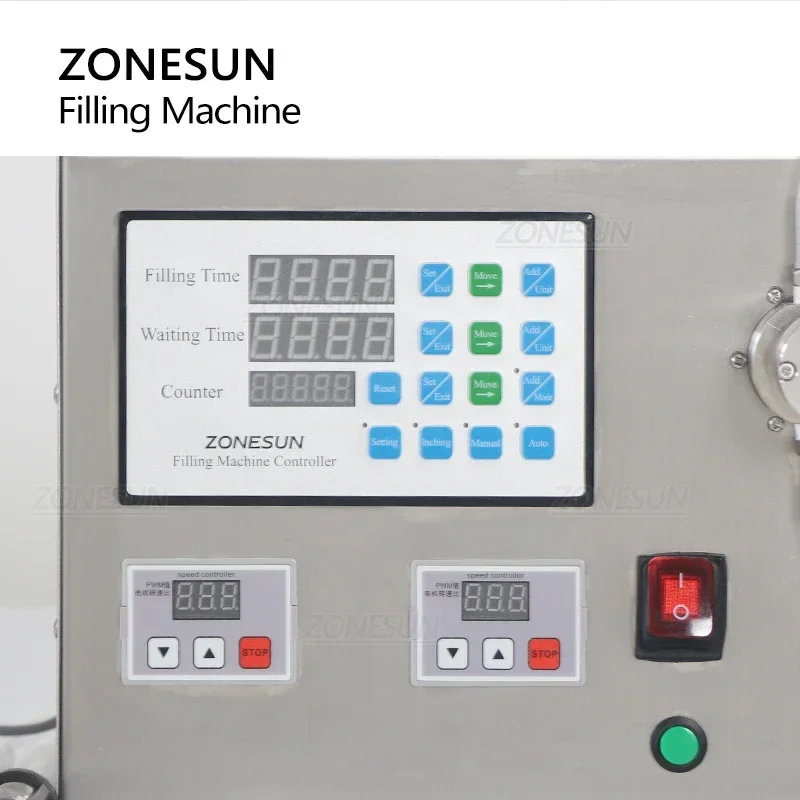 ZONESUN ZS-YTMP2S Semi auto Magnetic Pump Bottle Filling Machine Juice Mineral Water Essential Oil Fluid Quantitative Filler