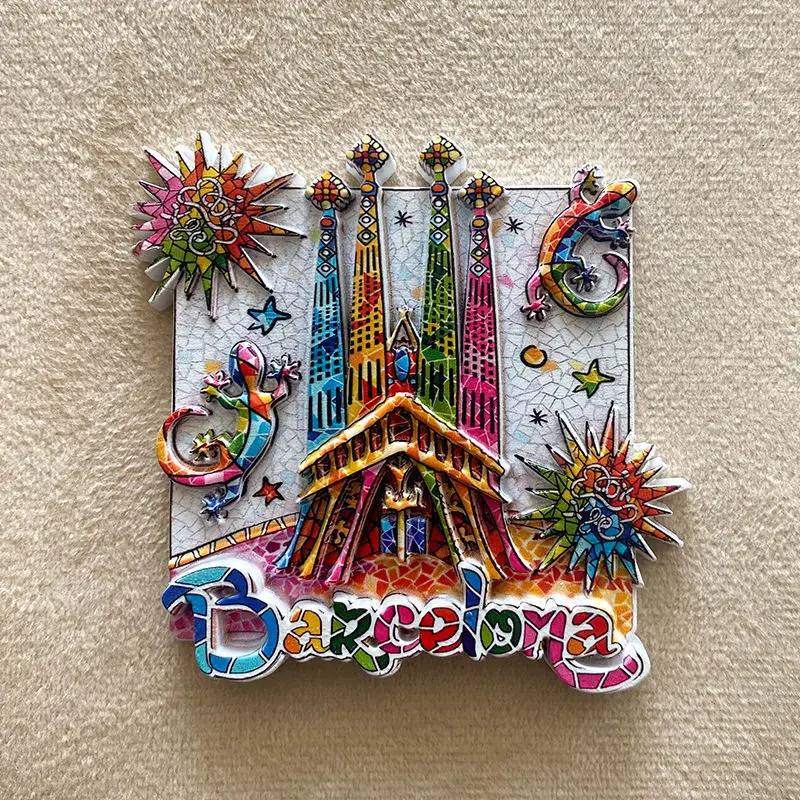 Spain Barcelona 3D Resin Refrigerator Magnets Fridge Magnet Sagrada Familia Lizards Decoración Hogar Cute Magnets Home Decor