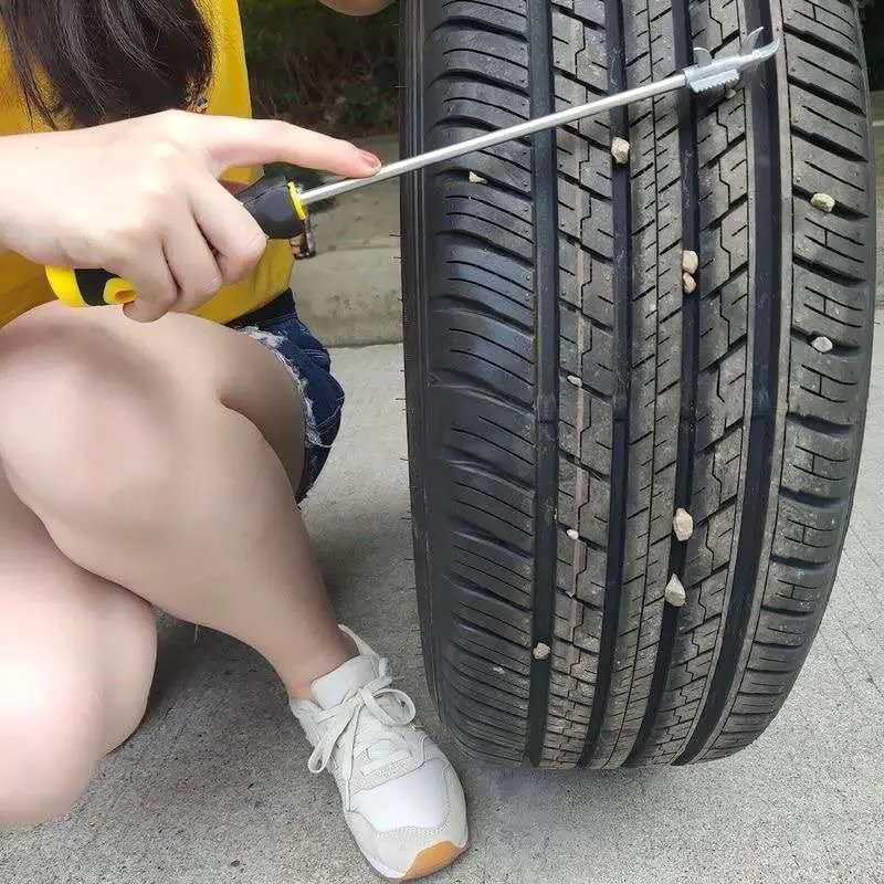 Multifunctional Car Tire Stone Remover Hook, Detachable Head Built-in Screwdriver, Ergonomic Handle, Quick Gravel Removal Reduce