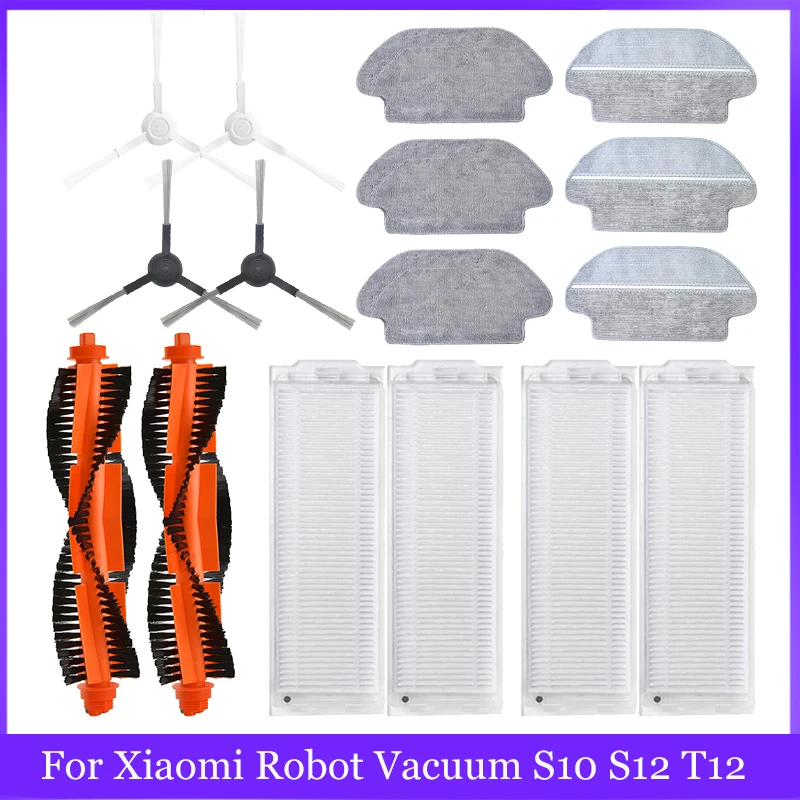 For Xiaomi Robot Vacuum S10 S12 T12 B106GL/ Mop 2S XMSTJQR2S / 3C B106CN  Vacuum Cleaner Parts Main Side Brush Mop Accessories