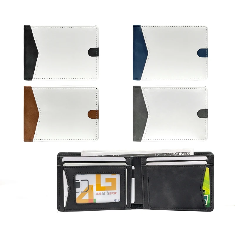 

DHL100pcs Sublimation DIY White Blank PU Multifunctional Short Card Holder