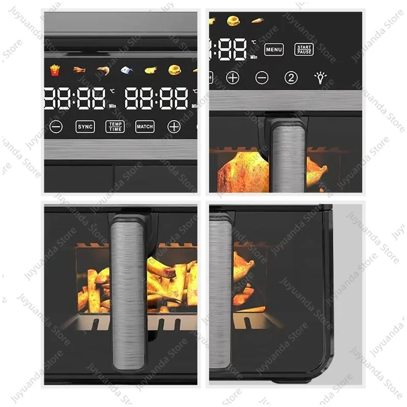 European Standard Household Visual Double Compartment 14L Large Capacity Double Pan Fryer Airfryer Touch Screen Visual Air
