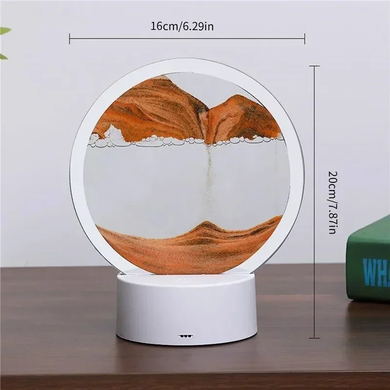 Sandscape Rotating Night Table Areia, Deep Lamp Sea Hourglass, 360 ° Art Decoração, Moving Home Lights, Presentes para Lava, Novo