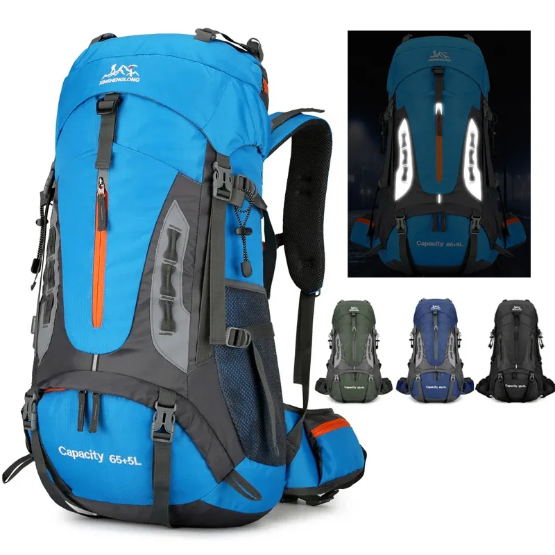 70L Camping Backpack Men's Travel Bag Climbing Rucksack Large Hiking Storage Pack Outdoor Mountaineering Sports Shoulder Bags