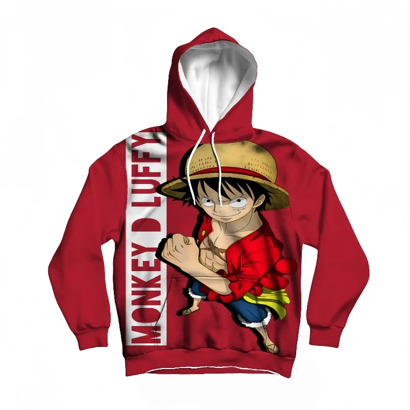 

Мужская осенне-зимняя цельная толстовка с капюшоном Monkey D. Luffy, классический принт, высокое разрешение, аниме-дизайн, теплый пуловер для повседневного использования и косплея