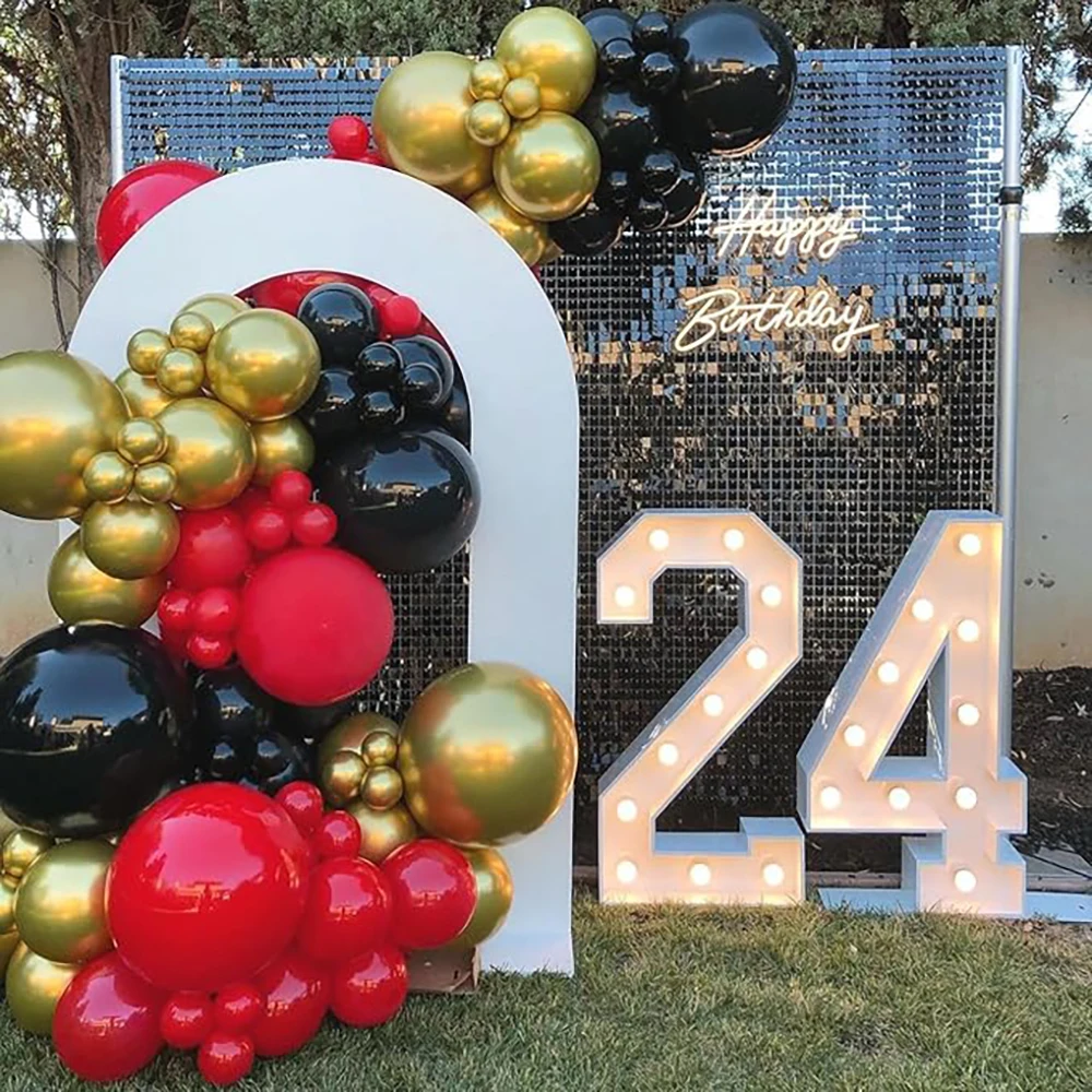 95pcs Black Red Balloons Garland Metal Gold Ballon Arch Kit Graduation Baby Shower Birthday Party Wedding Anniversary Decoration