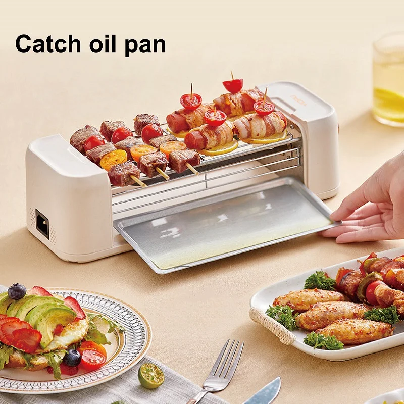 Hoe Autoatic Sausage hine Barbecue hine Hot Dog Skewers Sokeless Non-stick Barbecue Grill Steak Frying Pan Keb Grill