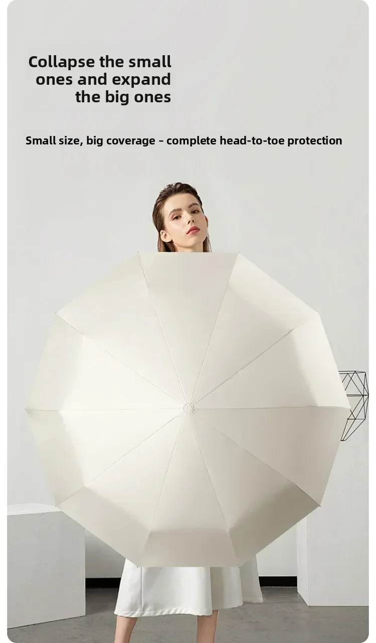 Extra Large Reinforced Wind-resistant Rain-resistant Dual-purpose UV-resistant Fully Automatic Ring-buckle Umbrella