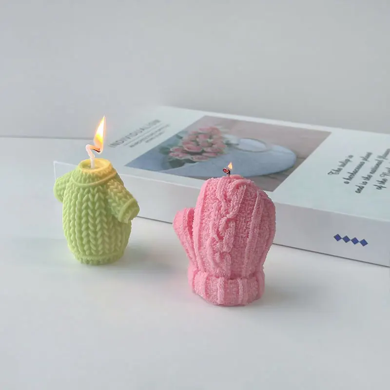 3D 모직 장갑 스웨터 실리콘 금형 DIY 크리스마스 아로마 촛불 석고 수지 금형 수제 비누 촛불 만들기 용품