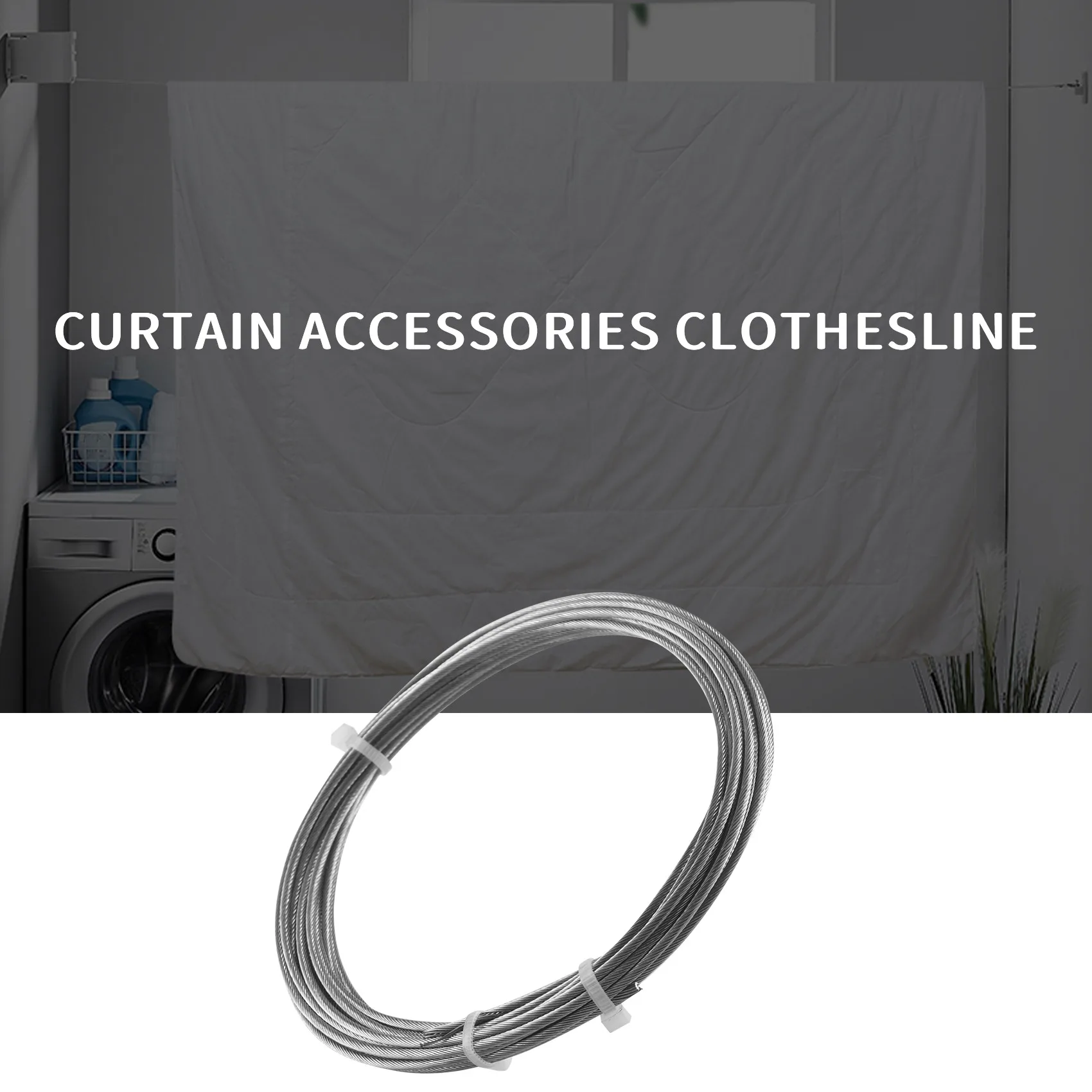 Wall Mount Curtain Wire Rod Set for Art Display - Stainless Steel Photo Hanging Wire Clothesline Wire Window Curtain Tension