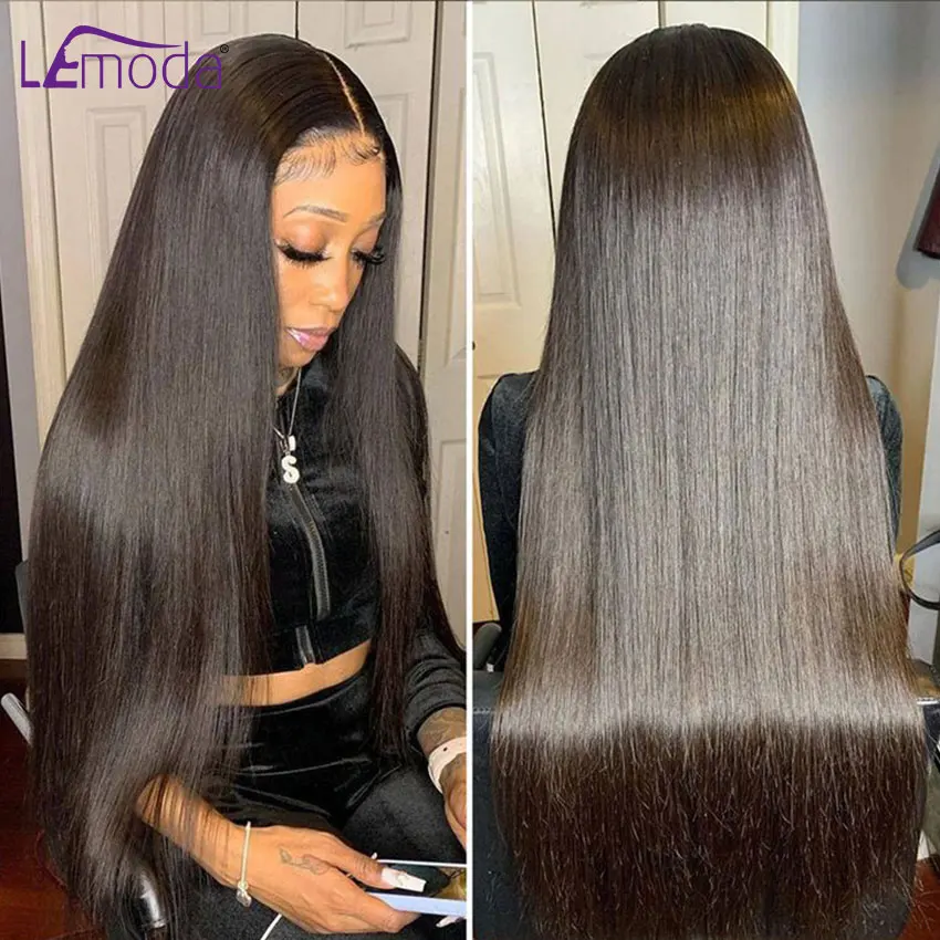 Lemoda 34 36 Inch13x6 Straight HD Lace Frontal Wig 13x4 Lace Front Human Hair Wigs For Black Women HD Lace Virgin Human Hair Wig