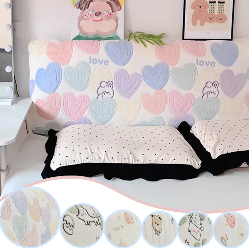 

2025 Cartoon Plush Headboard Cover Thickened Cat Scratch Proof Elastic All Inclusive Slipcover Premium Bed Backrest Protector