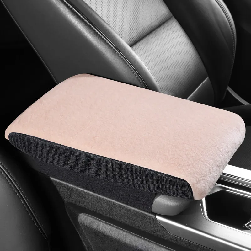 Car Wool Center Armrest Box Pad, Height-Increasing Mat, Universal Plush Elbow Rest with Winter Memory Foam, In-Car Armrest Cover
