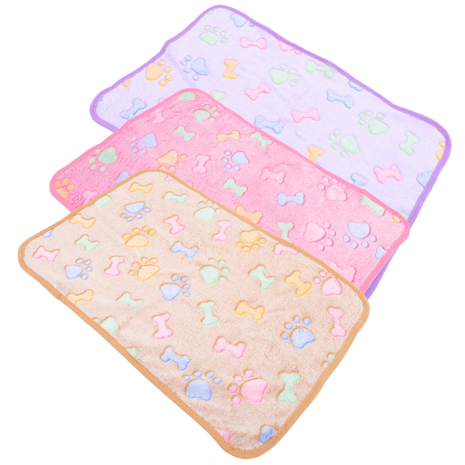 

3 Pcs Guinea Pig Blanket Soft Coral Fleece 60x40cm Pink Purple Brown Bones Washable Cage Liner Pet Pad Small Animal Supplies