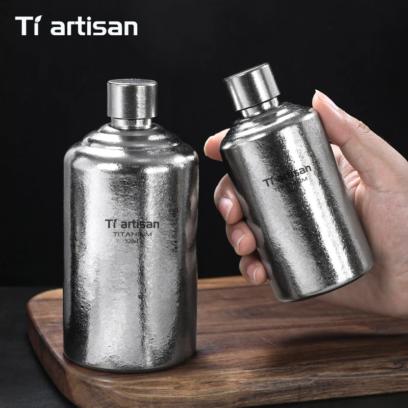 

Tiartisan из чистого титана, уличная бутылка для вина для кемпинга, сверхлегкий прочный горшок для спирта, колба для виски, водки, 260 мл, 520 мл, посуда для напитков