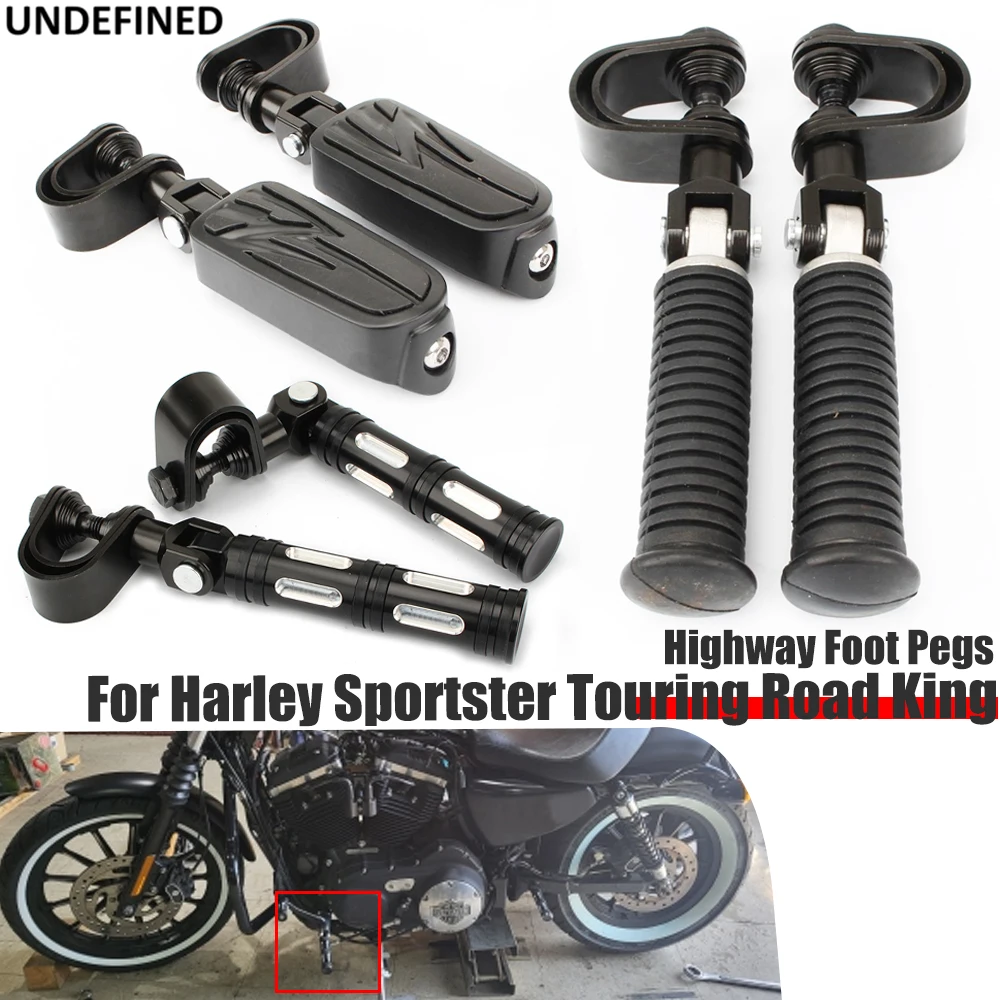 Highway Foot Pegs Footrest Mount Clamps 32MM For Harley Sportster Touring Road King Softail Dyna Universal Motorcycle Black