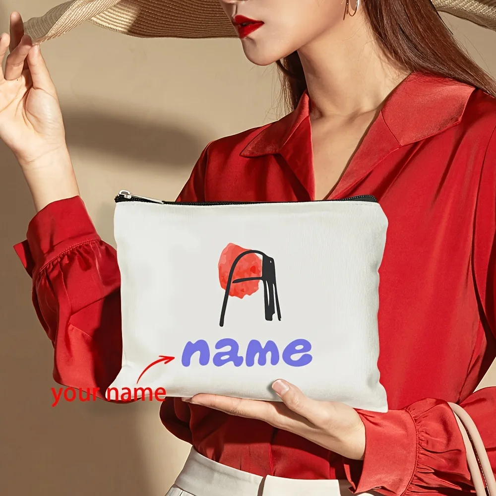 Custom Name Purple Watercolor Monogram Letter Makeup Bag Personalized Zipper Cosmetic Pouch Travel Storage Gift for Women