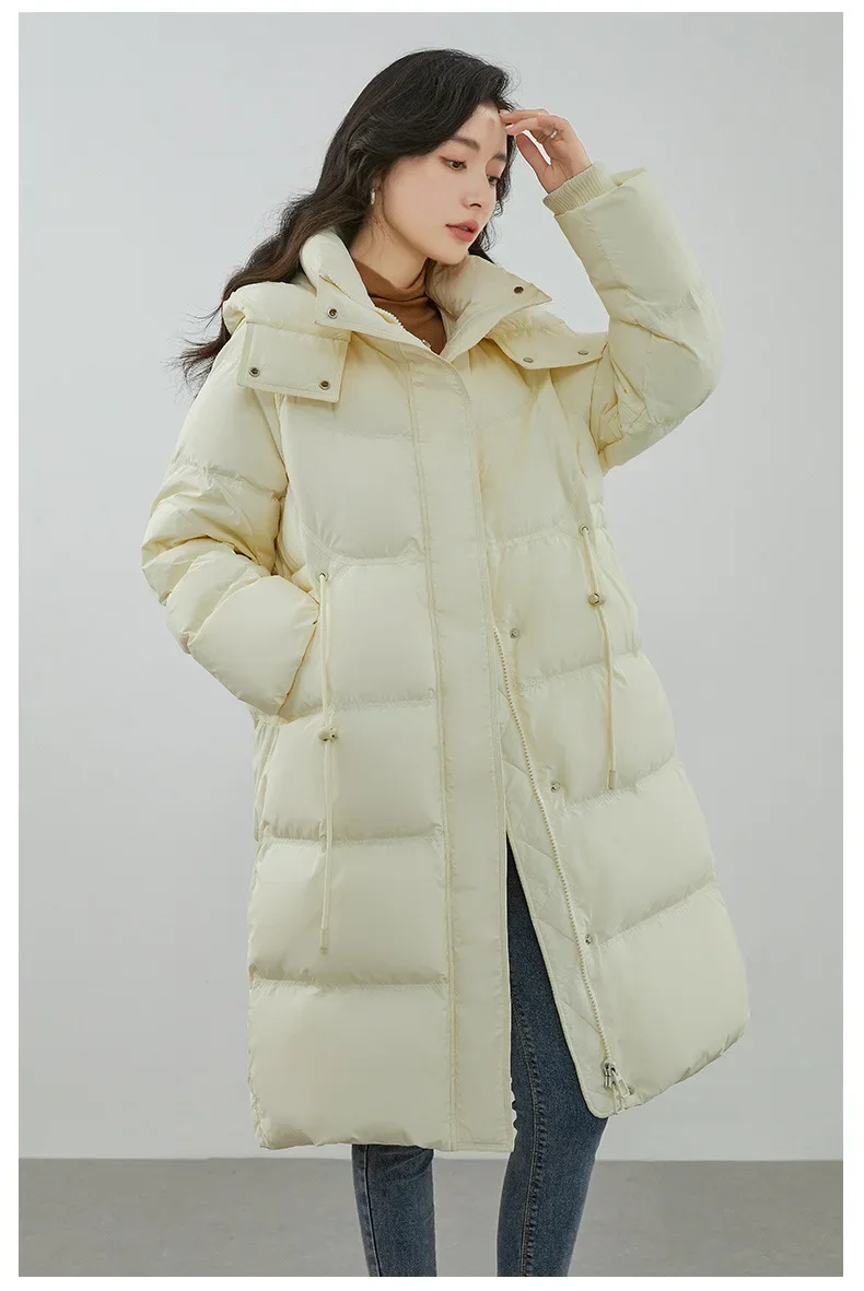 

Ultra-Warm Down Jacket for Women 2025 Winter New Arrival Hooded, Knee-Length, Thickened, Waist-Defining, Versatile Coat