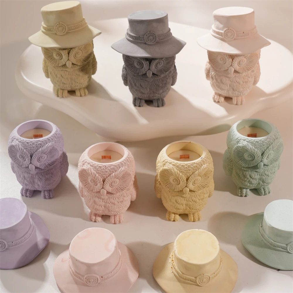 

Owl Wax Melt Burner Plaster Storage Silicone Mould Owl Candle Jar Concrete Silicone Mold Owl Candle Holder Mold
