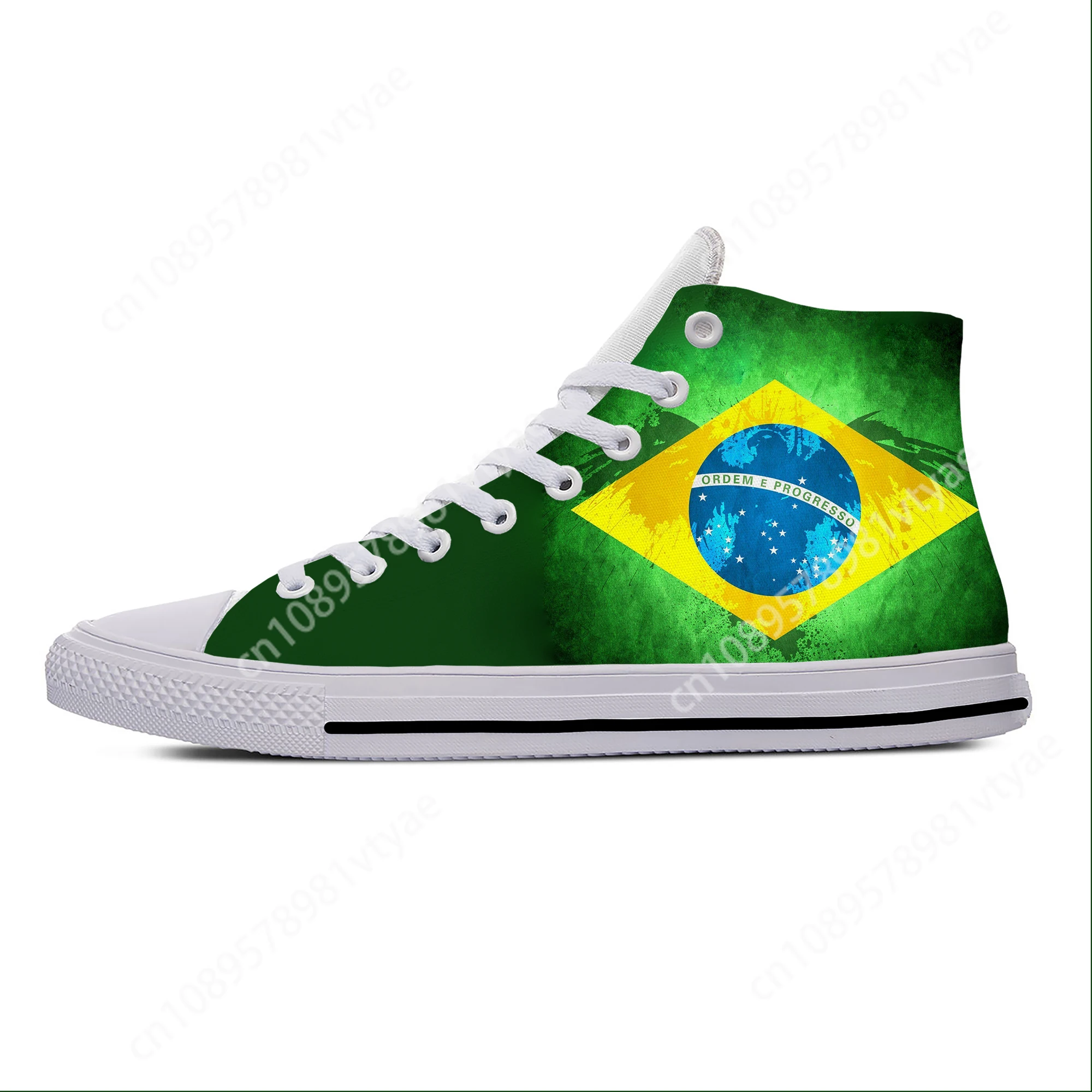 Hot Brazil Brazilian Flag Patriotic Funny Fashion Casual Shoes High Top Men Women Sneakers Classic High Top Classic Board Shoes