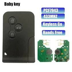 Klucz BB do Renault Megane2 Scenic2 Clio2 433MHz PCF7943 ID46 Chip 3 przyciski bezkluczykowe bezprzewodowy karty klucz zdalny