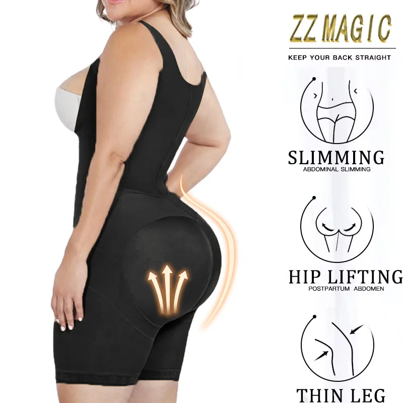 Fajas Colombianas Stage 2 For Women Postpartum Girdle BBL Seamless Bodysuit Open Crotch Shapewear Corset Slimming Body Shaper