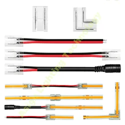 5Pcs/lot 12V 24V 5V COB Led Strip Connector 2pin /3pin /4pin 5mm 8mm 10mm Corner Connector Strip to Strip/Wire/DC Power