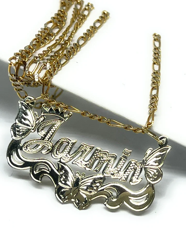 Zciti Personalized Name Necklace Crown Butterfly Pendant 18k Gold-Plated Stainless Steel Jewelry Christmas Gift
