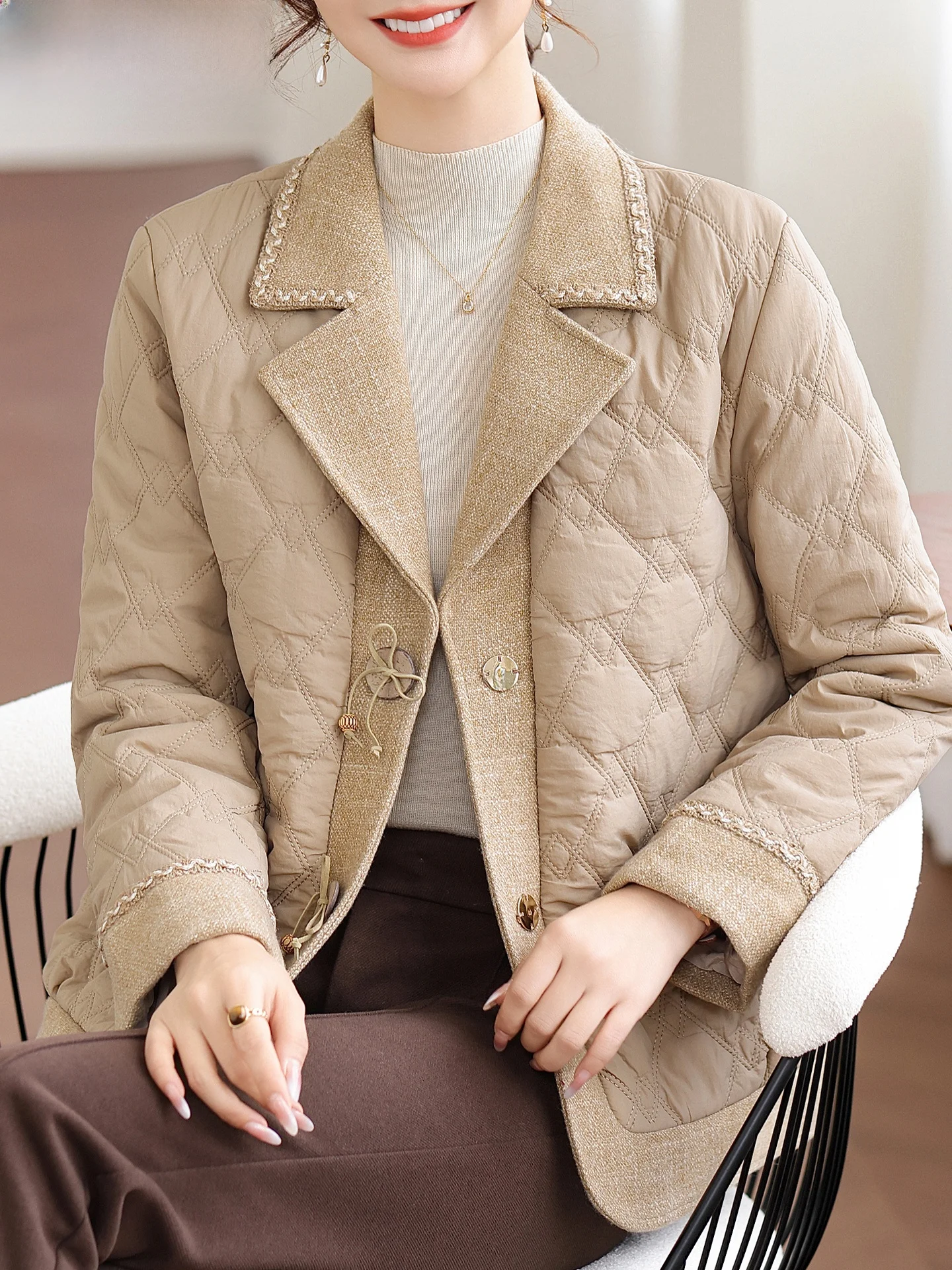 

Winter Coat Women's Lightweight down Cotton Puffer Jaet Small Fraance Sle Casual Loose Fit Warmth Flap Collar Coat