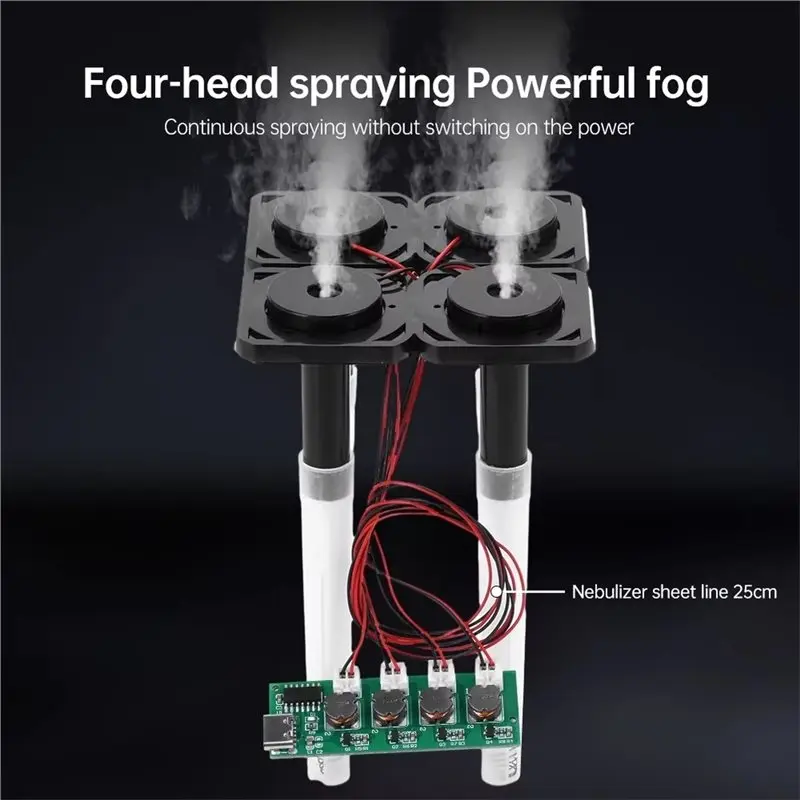 A76G-Humidifier Module DC5V Four Spray Atomization Control Board TYPE-C Interface Ultrasonic Nebulizer DIY